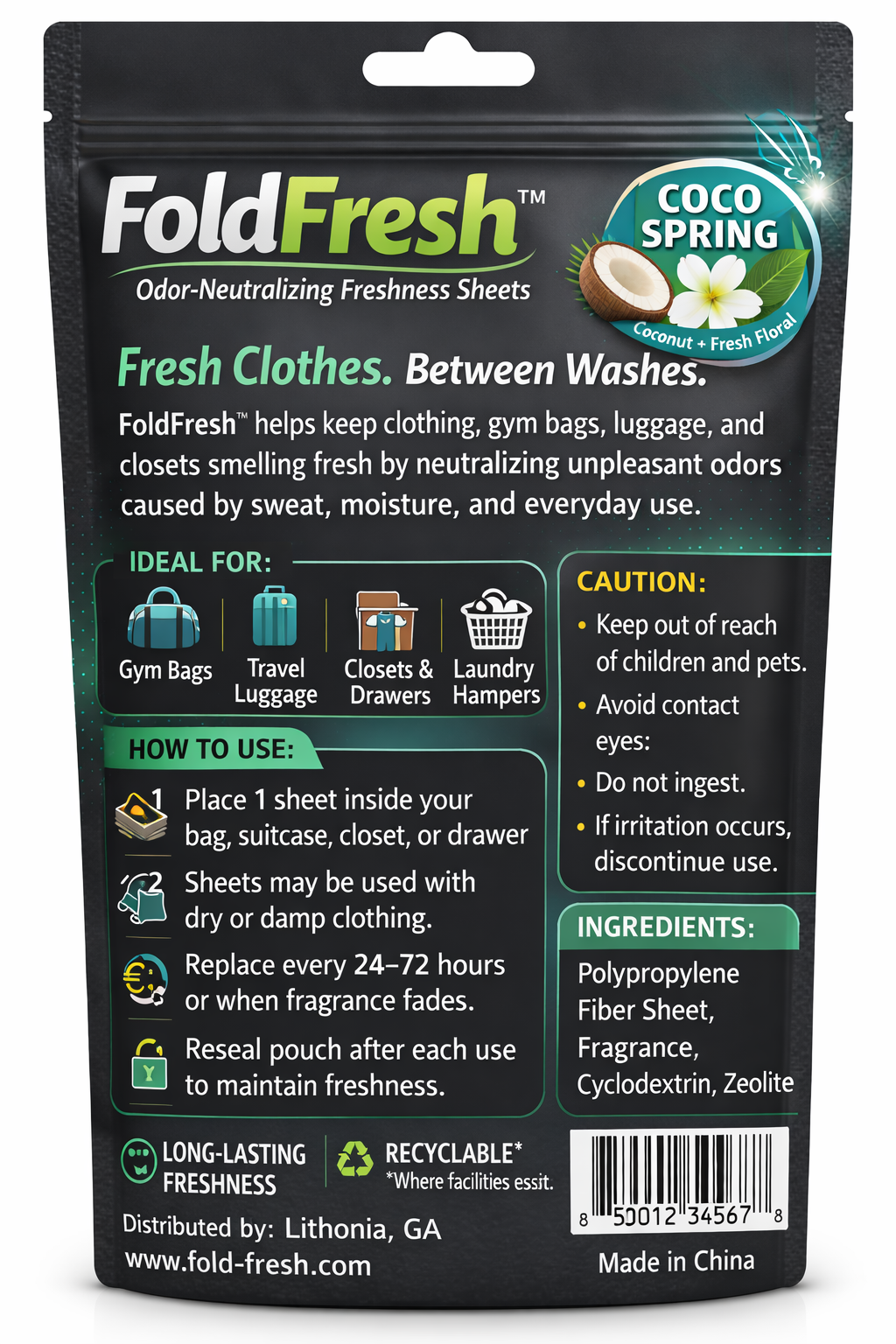 FoldFresh – Odor-Neutralizing Freshness Sheet